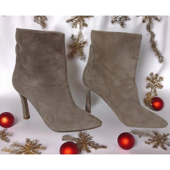 Nine West Shoes - Boots Nine West Beige Suede Stiletto Size 7.5 Pull On 4 Inch Heels Never Worn